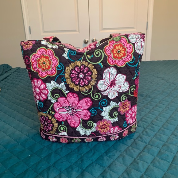 Vera Bradley Shoulder Tote Mod Floral Pink Pattern - Picture 2 of 7